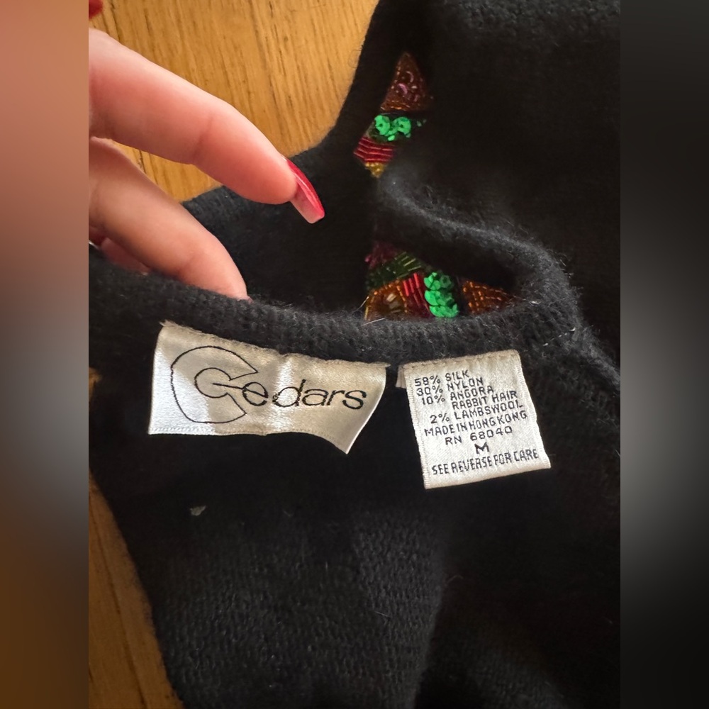 80s Vintage Angora Blend Peacock Sweater Sz M - Picture 4 of 7